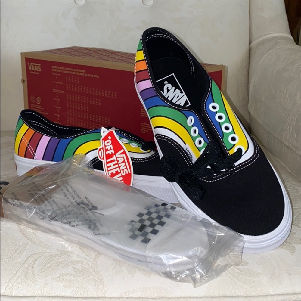 Vans rainbow shoes with socks